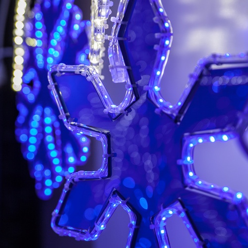 LED 6 Point Snowflake With Blue Acrylic Center Blue Lights