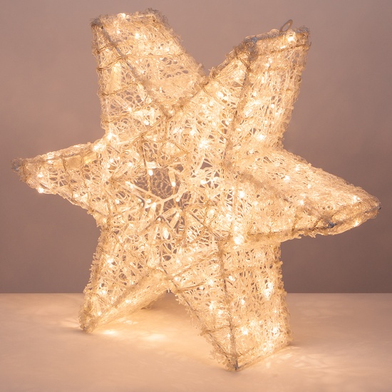 24" Wintergreen Lighting Warm White LED Dimensional Six Point Star