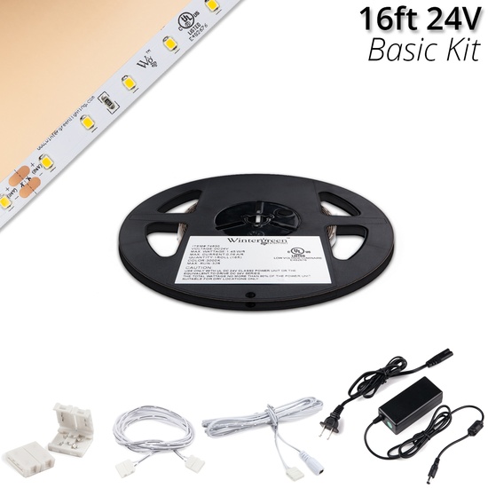 Basic 24V LED Strip Light Kit, Champagne Warm White