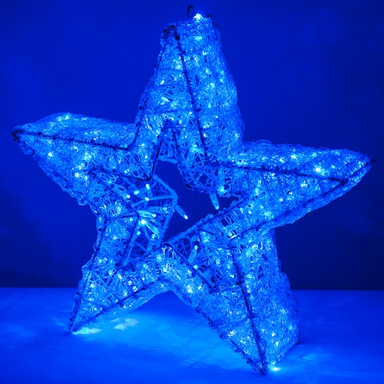 24" Wintergreen Lighting Blue LED Five Point Dimensional Star