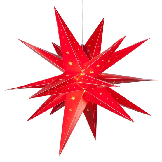 24" LED Aurora Superstar TM Fold-Flat Red Moravian Star Light, Outdoor Rated 