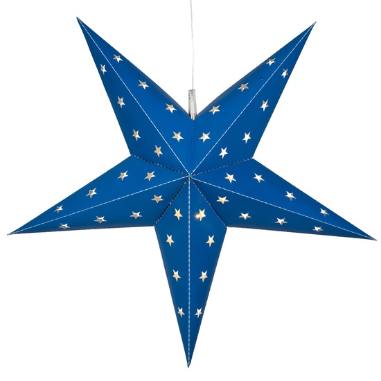 Battery Operated 30" Aurora Superstar TM LED Fold-Flat Blue 5 Point Star Light, Outdoor Rated
