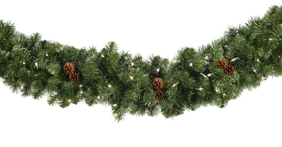 Lighted Christmas Garland - Winchester Fir Prelit LED Christmas Winchester Fir Prelit LED Christmas Garland, Warm White Lights - Lighted Christmas Garland - Winchester Fir Prelit LED Christmas