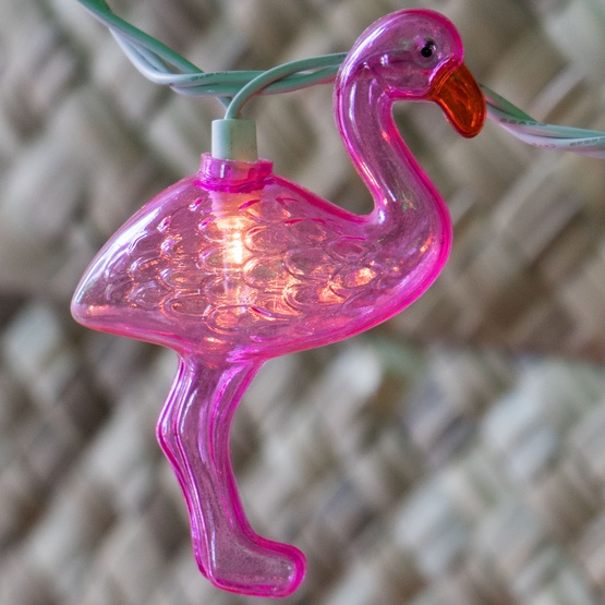 Pink Flamingo Light String, 10 Clear Lights