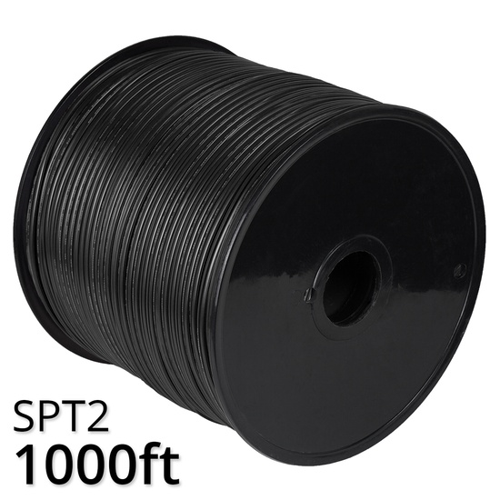 1000' Black SPT2W Christmas Light Wire