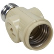 Ivory Light Socket Adapter, 2-Tap Outlets