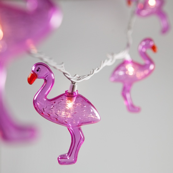 Pink Flamingo Light String, 10 Clear Lights