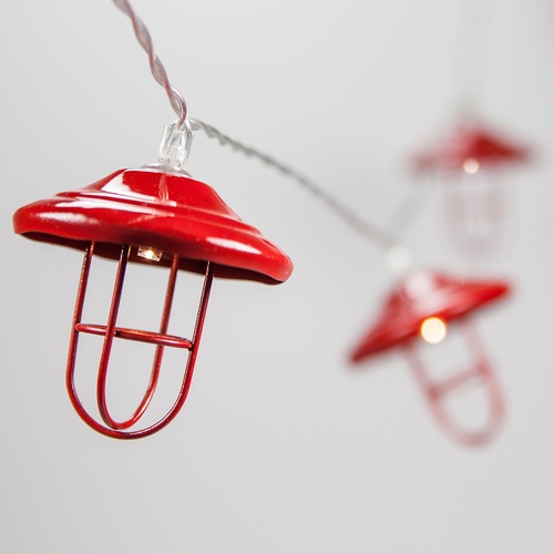 Novelty Lights LED Red Lantern String Lights, 10 Warm White Lights