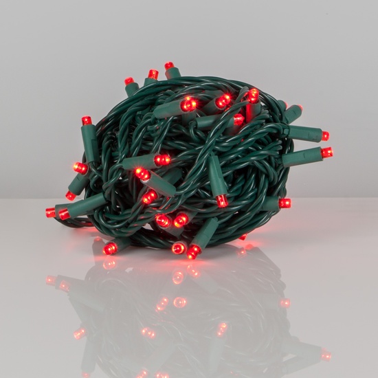 50 Red Outdoor LED Christmas Tree Lights, Mini 5MM, 4" Spacing