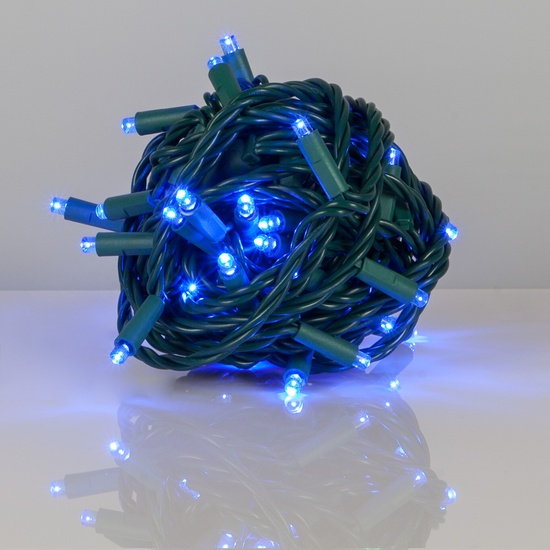 50 Blue Outdoor LED Christmas Tree Lights, Mini 5MM, 4" Spacing