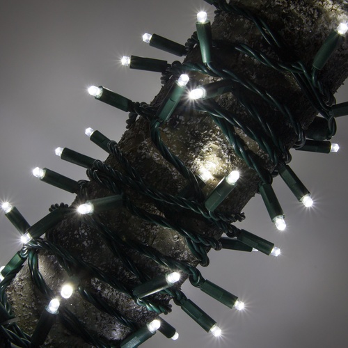 50 Cool White Outdoor LED Christmas Tree Lights, Mini 5MM, 4" Spacing