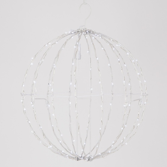 Cool White LED Fairy Christmas Light Ball, Fold Flat White Frame