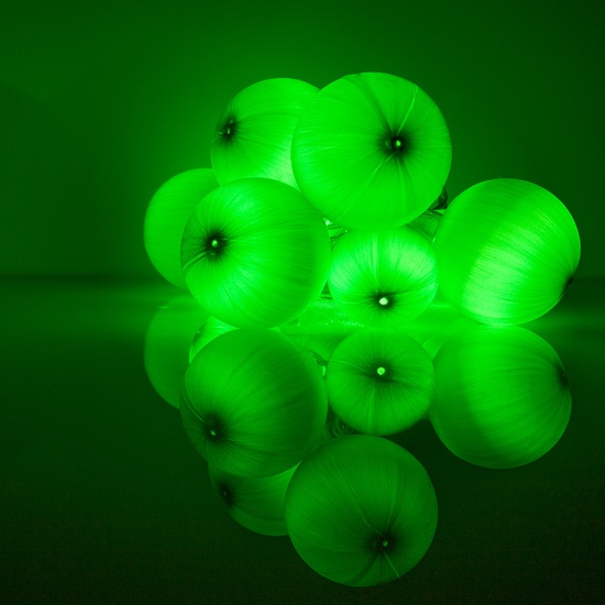 Battery Operated Green Ball Ornament Light Set, 10 Green LED Lights