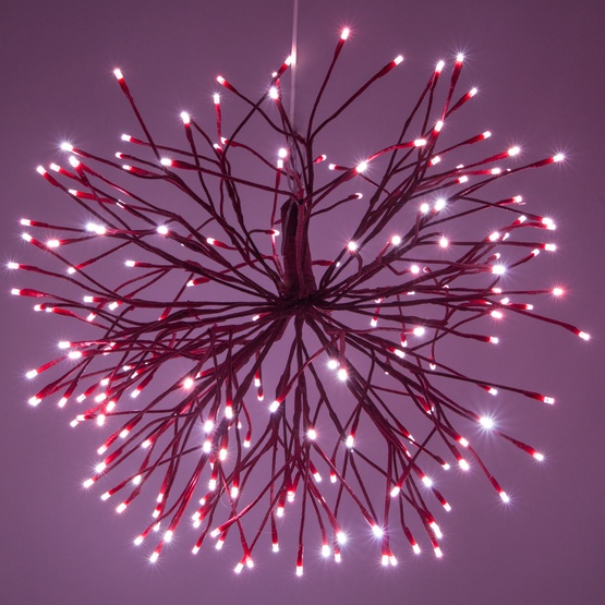 24" Red Starburst Lighted Branches, Red-Cool White LED Lights, 1 pc