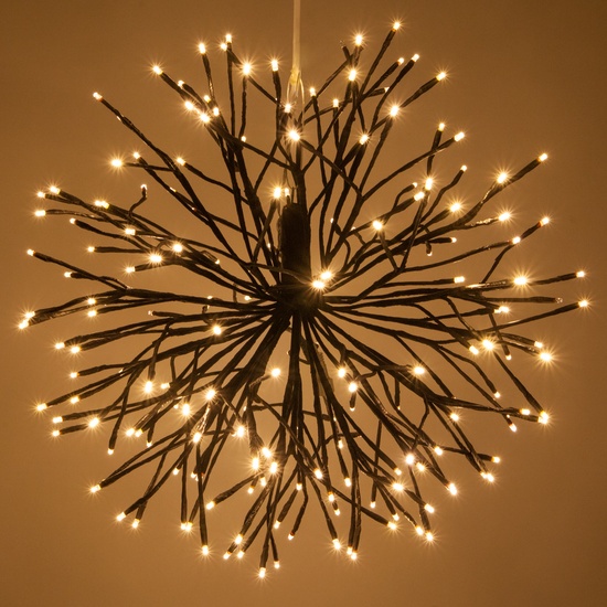 24" Brown Starburst Lighted Branches, Warm White LED Twinkle Lights, 1 pc