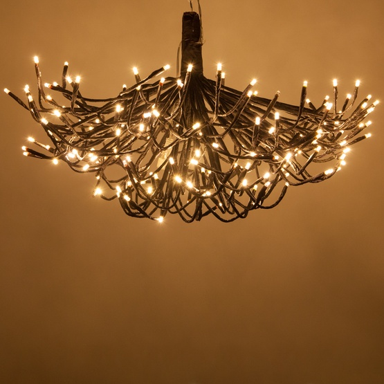 24" Brown Starburst Lighted Branches, Warm White LED Twinkle Lights, 1 pc