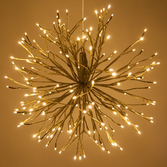 24" Gold Starburst Lighted Branches, Warm White LED Twinkle Lights, 1 pc