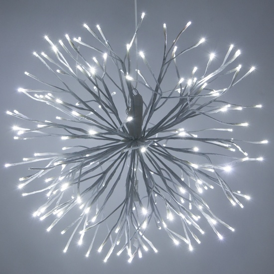 24" White Starburst Lighted Branches, Cool White LED Twinkle Lights, 1 pc