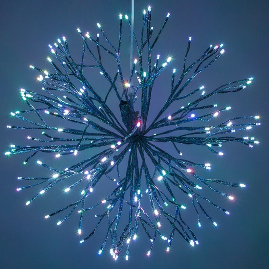 24" Silver Starburst Lighted Branches, RGB LED Lights, 1 pc