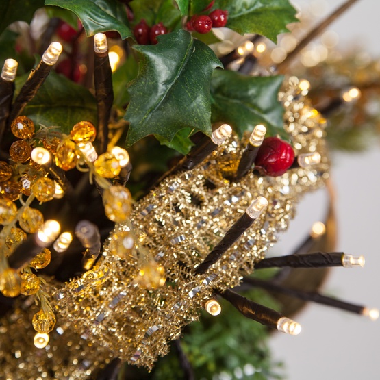 24" Brown Starburst Lighted Branches, Warm White LED Twinkle Lights, 1 pc