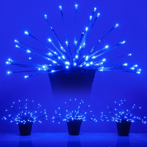 Blue Starburst Lighted Branches with Blue LED Twinkle Lights, 3 pc