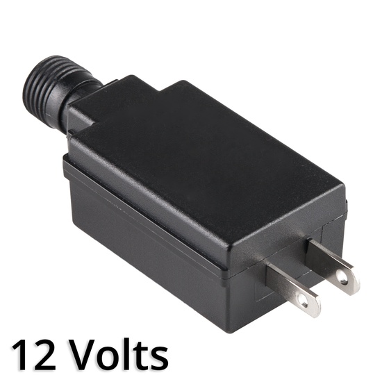 Transformer, 9 Watts, 2 Prong Male Plug, Black, 12V