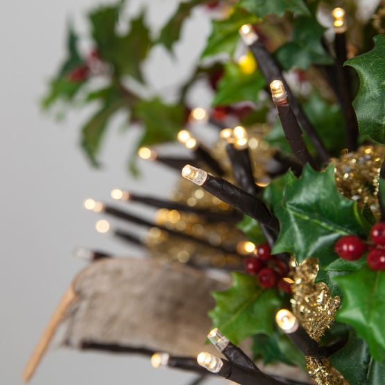 15" Brown Starburst Lighted Branches, Warm White LED Twinkle Lights, 3 pc