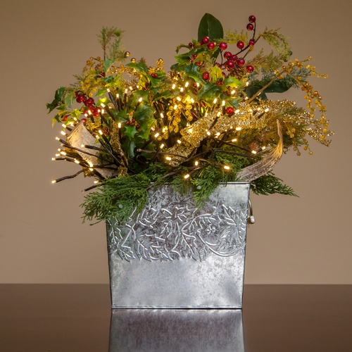 15" Brown Starburst Lighted Branches, Warm White LED Twinkle Lights, 3 pc