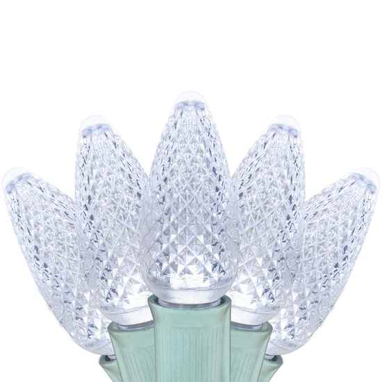 C9 Cool White Commercial LED Christmas String Lights, 50 Lights, 50'