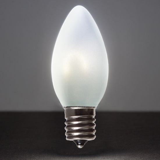 C9 120V Cool White FlexFilament TM LED Vintage Christmas Light Bulb, Satin Glass LED Light Bulbs