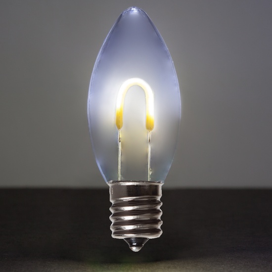 C9 120V Cool White FlexFilament TM LED Vintage Christmas Light Bulb, Transparent Acrylic LED Light Bulbs