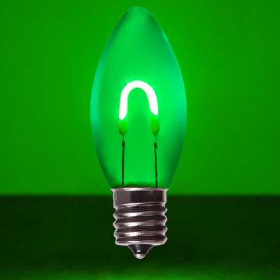 C9 120V Green FlexFilament TM LED Vintage Christmas Light Bulb, Transparent Acrylic LED Light Bulbs