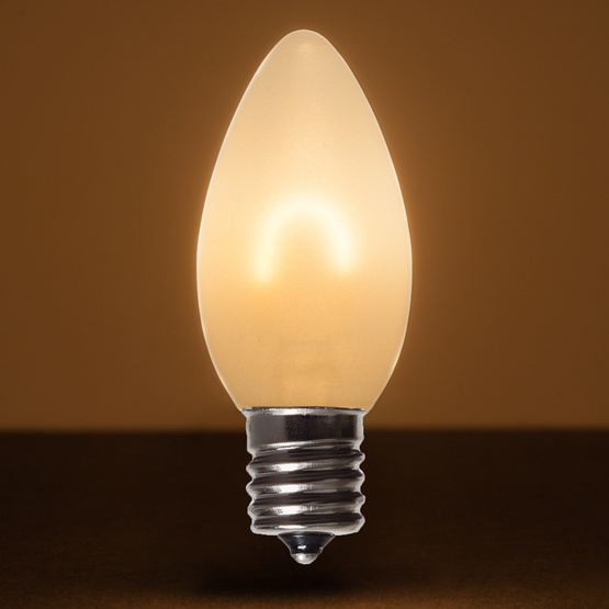 C9 120V Warm White FlexFilament TM LED Vintage Christmas Light Bulb, Satin Glass LED Light Bulbs