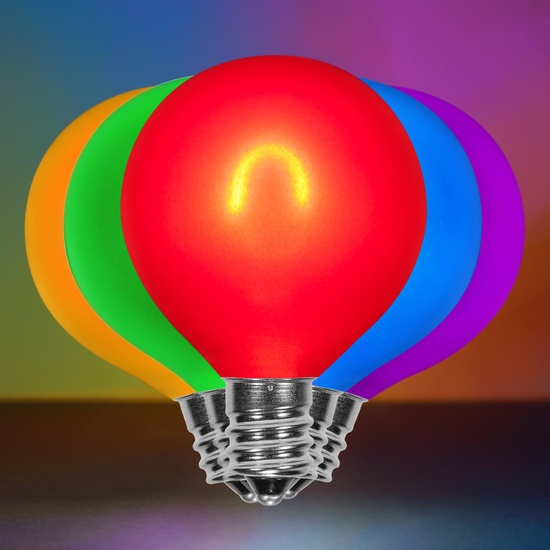 G50 120V Multicolor FlexFilament TM LED Edison Bulb, Satin Glass LED Light Bulbs