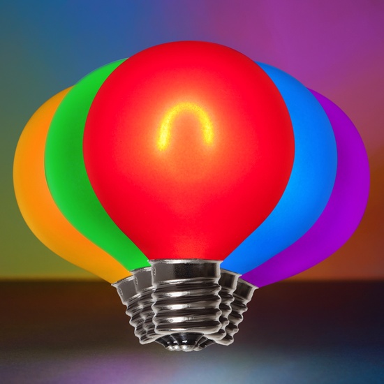 G50 120V Multicolor FlexFilament TM LED Edison Bulb, Satin Glass LED Light Bulbs
