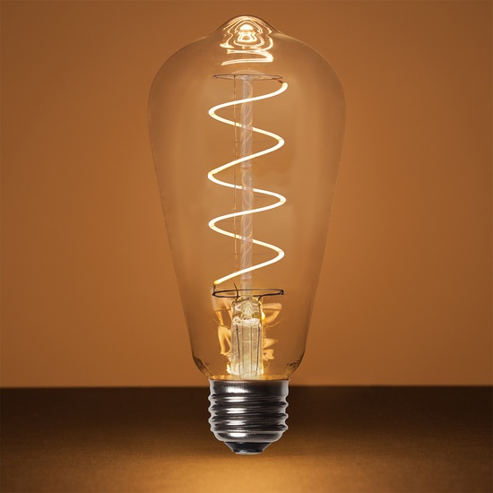 ST64 120V Dimmable Warm White FlexFilament TM LED Edison Bulb Globe Light Bulb Glass LED Light Bulbs