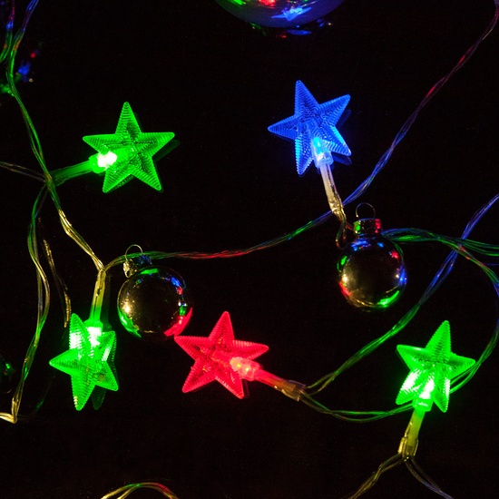 Battery Operated Red-Green-Blue Star Light String Lights, 10 LED Twinkle Lights