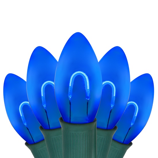 C9 Blue FlexFilament Commercial LED Shatterproof Christmas String Lights, 15 Lights, 15'