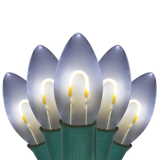 C9 Cool White FlexFilament Commercial LED Shatterproof Christmas String Lights, 15 Lights, 15'