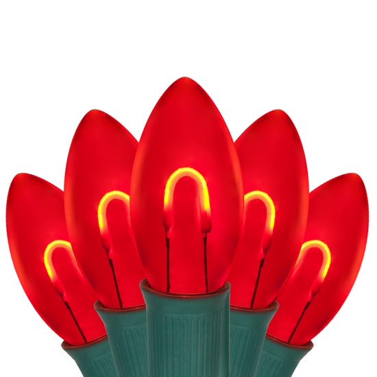 C9 Red FlexFilament Commercial LED Shatterproof Christmas String Lights, 15 Lights, 15'