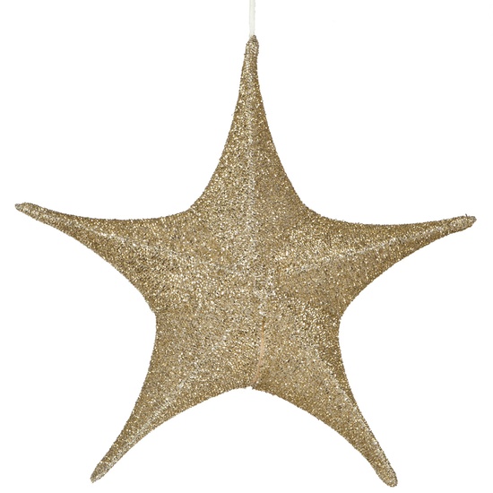 Fold Flat Gold Metallic Polymesh Christmas Star, Unlit