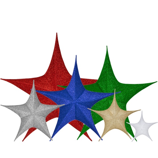 Fold Flat Gold Metallic Lame Christmas Star, Unlit