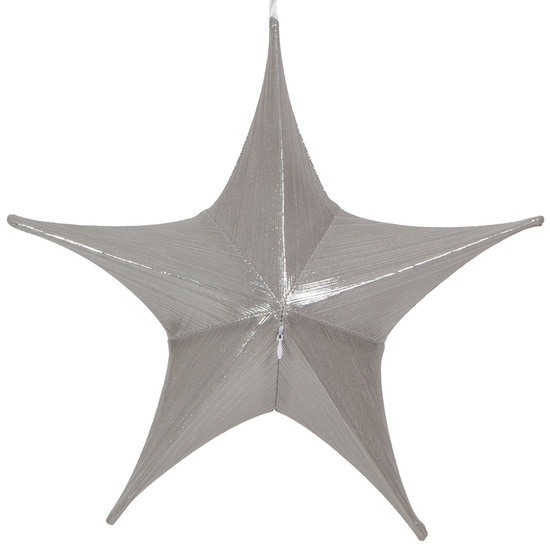 Fold Flat Silver Metallic Lame Christmas Star, Unlit