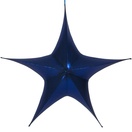 Fold Flat Blue Metallic Lame Christmas Star, Unlit