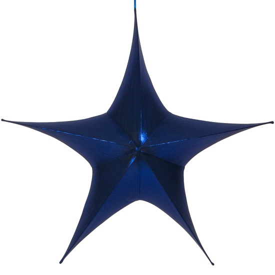 Fold Flat Blue Metallic Lame Christmas Star, Unlit