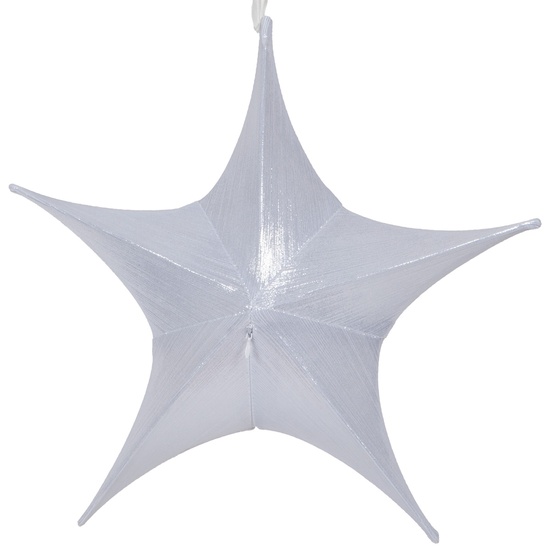 Fold Flat White Metallic Lame Christmas Star, Unlit