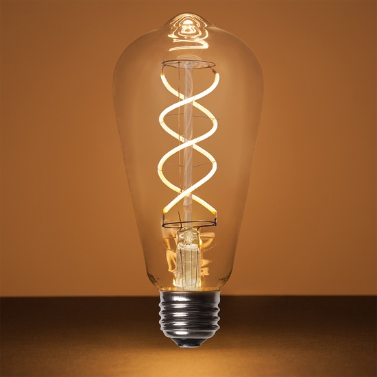 ST64 5W 120V Warm White FlexFilament TM LED Edison Bulb Globe Light Bulb Glass LED Light Bulbs