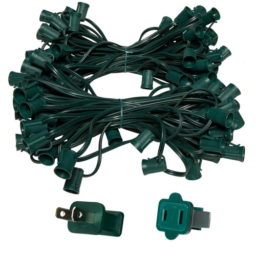 119' C9 Commercial Light Stringer, SPT2 Green Wire, 12" Spacing