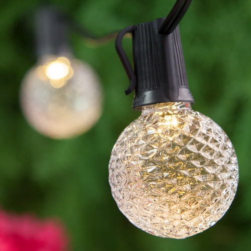 25' G50 Warm White OptiCore LED Globe String Lights, E17 Base, Black Wire