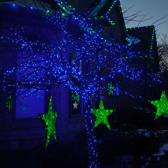 50 Blue Outdoor LED Christmas Tree Lights, Mini 5MM, 4" Spacing